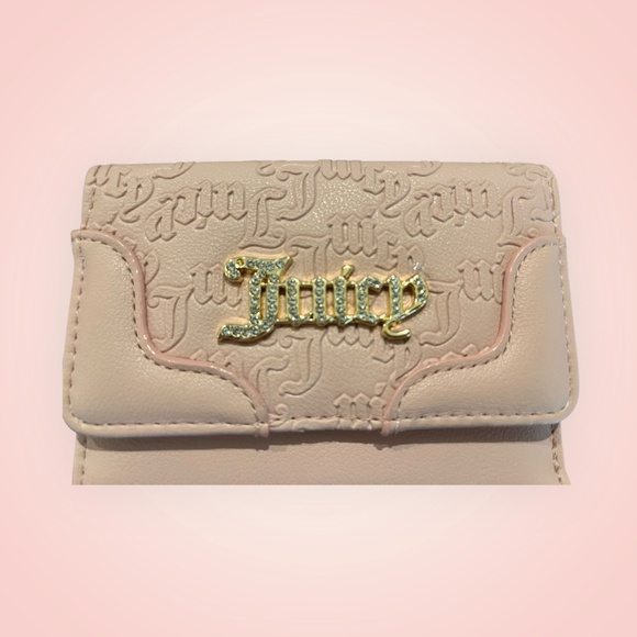 Juicy Couture Nude Pink Wallet Blush Rhinestone Logo Heart Keychain Y2K Barbie - Picture 6 of 12